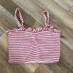 Forever 21 Pink and White Ruffled Top